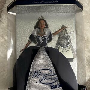 Collectible Special Edition Millennium Princess Black Barbie Doll with Ornament
